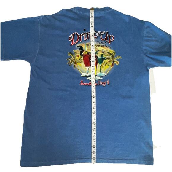 Sandals Negril Jamaica It’s 5 O’Clock Somewhere Blue Tee Shirt LG NWT - Picture 6 of 9